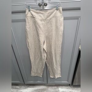 Masai 100% linen tan beige pull on straight leg casual pants size medium